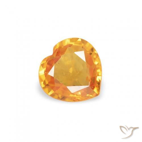 Zafiro Naranja medio natural de 0.34 ct, Corazón, VS