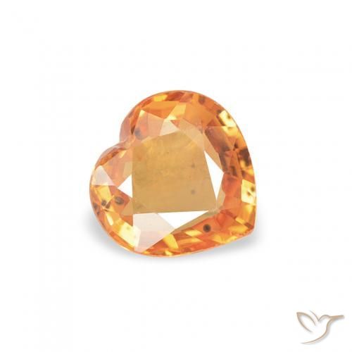 Zafiro Naranja oscuro natural de 0.41 ct, Corazón, VS