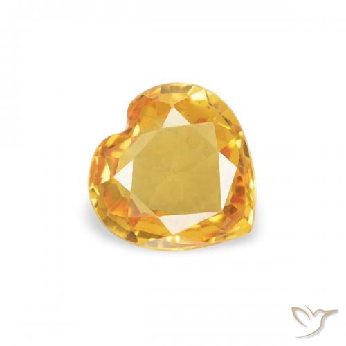 Zafiro Naranja dorado intenso natural de 0.37 ct, Corazón, VVS-VS