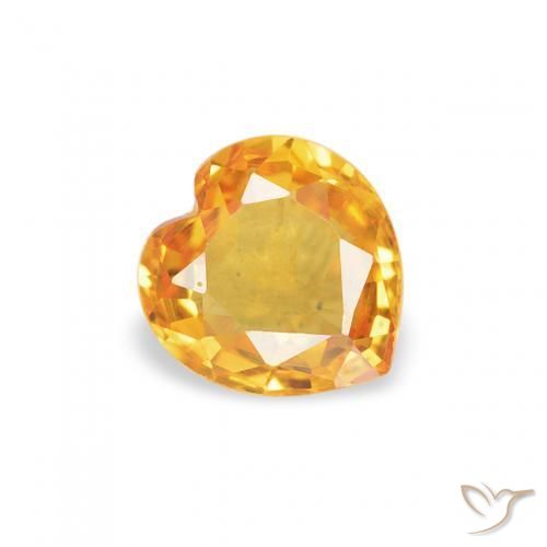 Zafiro Naranja dorado intenso natural de 0.43 ct, Corazón, VVS-VS