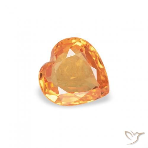 Zafiro Dorado naranja intenso natural de 0.39 ct, Corazón, VVS-VS