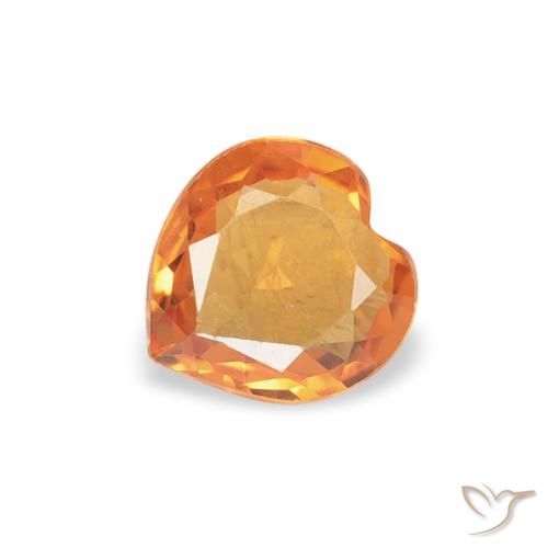 0.35ct Natural Naranja oscuro Zafiro, Corazón, VVS-VS