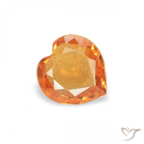 Zafiro Naranja oscuro natural de 0.35 ct, Corazón, VVS-VS