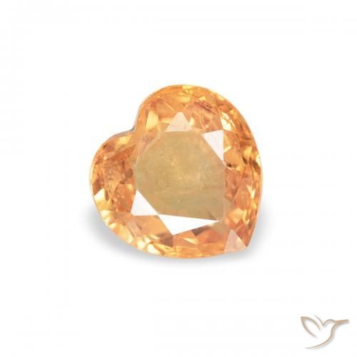 Zafiro Naranja intenso natural de 0.42 ct, Corazón, VS