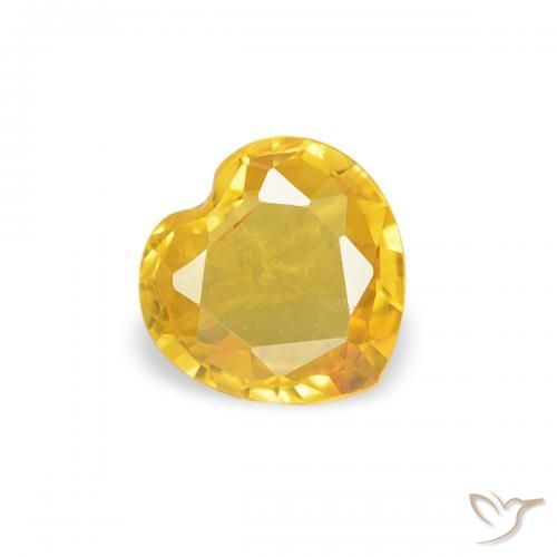 Zafiro Naranja dorado natural de 0.32 ct, Corazón, VS