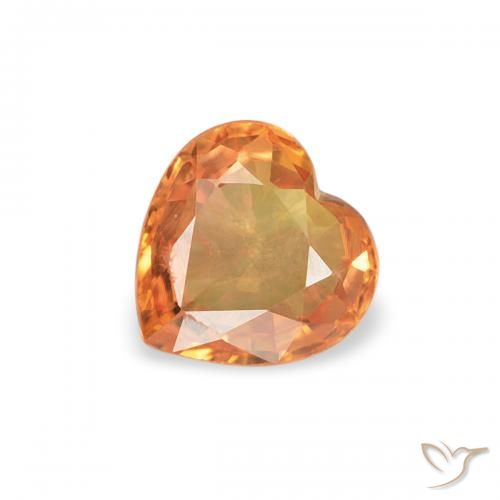 0.40ct Natural Naranja oscuro Zafiro, Corazón, VS