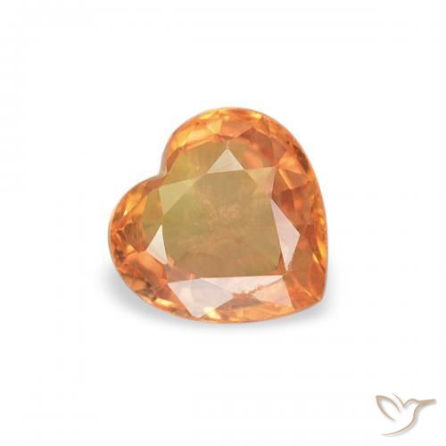 Zafiro Naranja oscuro natural de 0.40 ct, Corazón, VS
