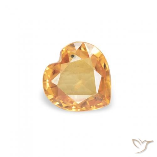 Zafiro Dorado naranja natural de 0.35 ct, Corazón, VVS-VS