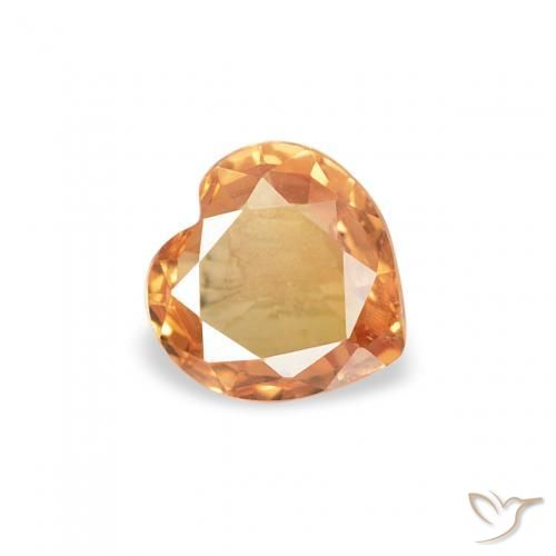 Zafiro Naranja claro natural de 0.38 ct, Corazón, VVS-VS