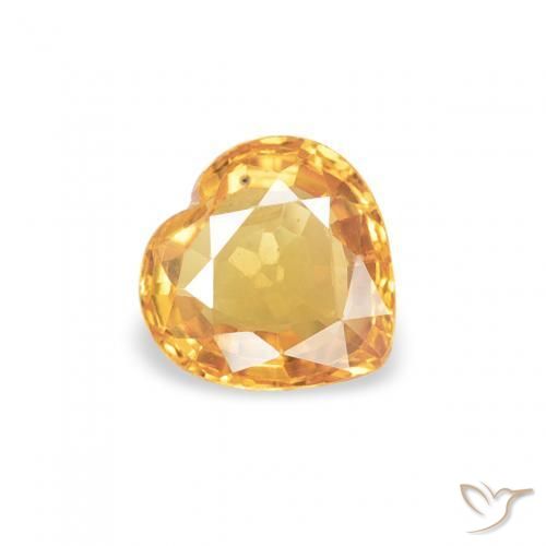 Zafiro Dorado naranja natural de 0.44 ct, Corazón, VVS-VS