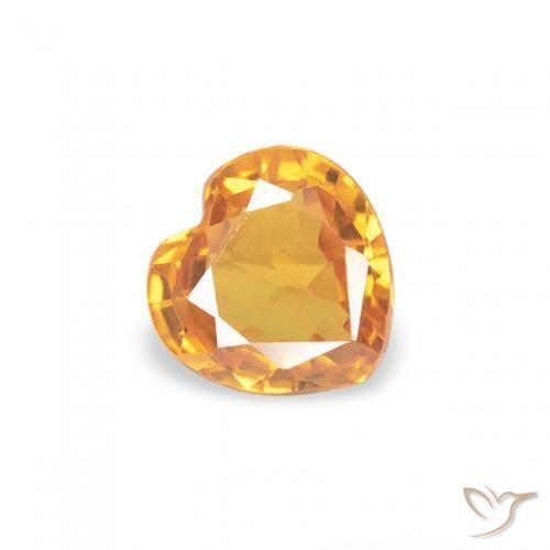Zafiro Dorado naranja natural de 0.37 ct, Corazón, VVS-VS