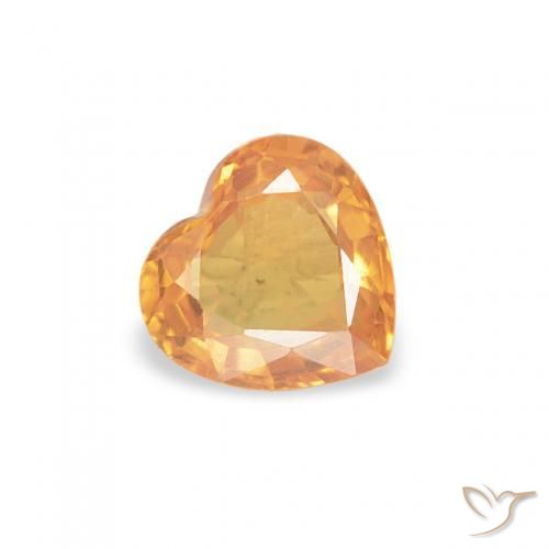 Zafiro Naranja intenso natural de 0.41 ct, Corazón, VVS-VS