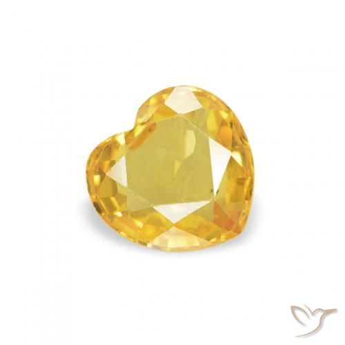 Zafiro Naranja dorado natural de 0.44 ct, Corazón, VS