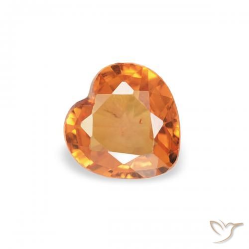 Zafiro Naranja rojizo natural de 0.29 ct, Corazón, VS