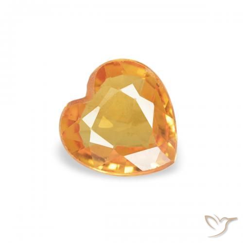 Zafiro Naranja medio natural de 0.36 ct, Corazón, VS