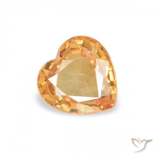 Zafiro Naranja medio natural de 0.45 ct, Corazón, VVS-VS