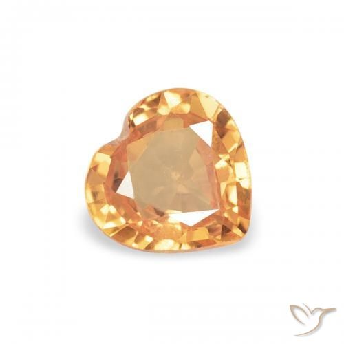 Zafiro Naranja medio natural de 0.37 ct, Corazón, VVS-VS