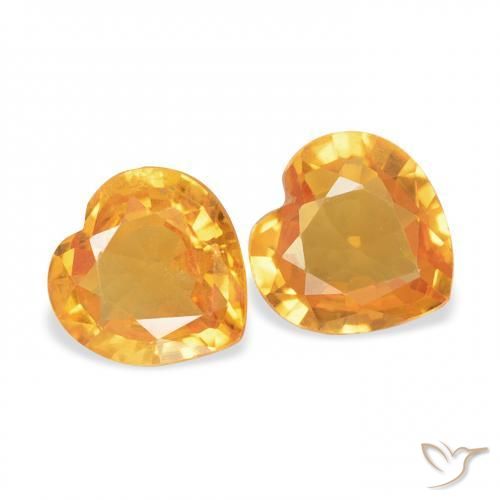 Gemas de Zafiro Naranja medio natural de 0.71 ct, Corazón, VVS-VS