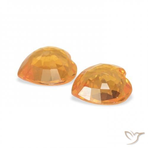 Gemas de Zafiro Naranja medio natural de 0.71 ct, Corazón, VVS-VS