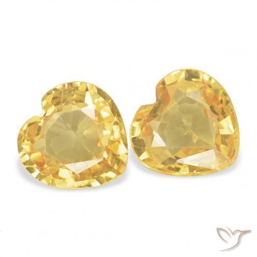 Gemas de Zafiro Dorado medio natural de 0.76 ct, Corazón, VVS-VS