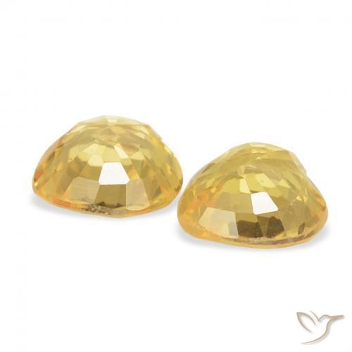 Gemas de Zafiro Dorado medio natural de 0.76 ct, Corazón, VVS-VS