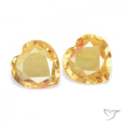 Gemas de Zafiro Dorado medio natural de 0.64 ct, Corazón, VVS-VS