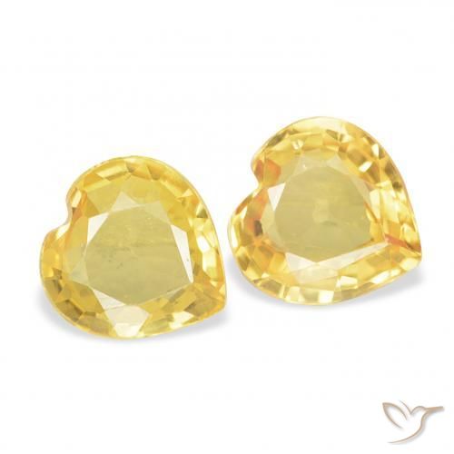 Gemas de Zafiro Dorado medio natural de 0.68 ct, Corazón, VVS-VS