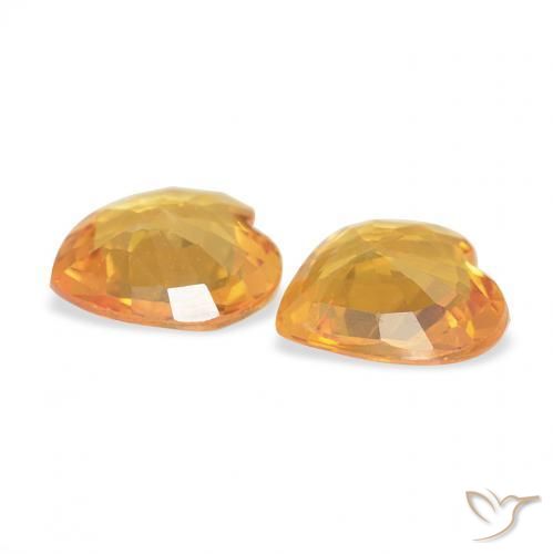 Gemas de Zafiro Dorado naranja natural de 0.61 ct, Corazón, VVS-VS