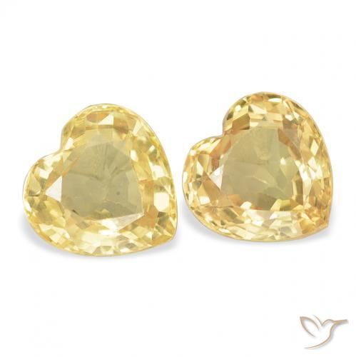 Gemas de Zafiro Dorado natural de 0.92 ct, Corazón, VVS-VS