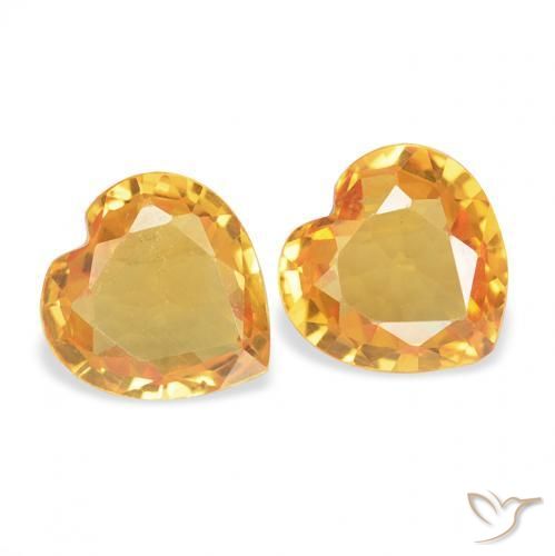 Gemas de Zafiro Naranja medio natural de 0.68 ct, Corazón, VVS-VS