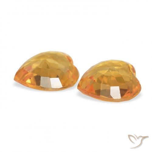 Gemas de Zafiro Naranja medio natural de 0.68 ct, Corazón, VVS-VS