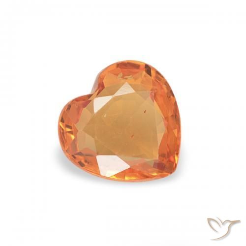Zafiro Naranja rojizo natural de 0.36 ct, Corazón, VVS-VS