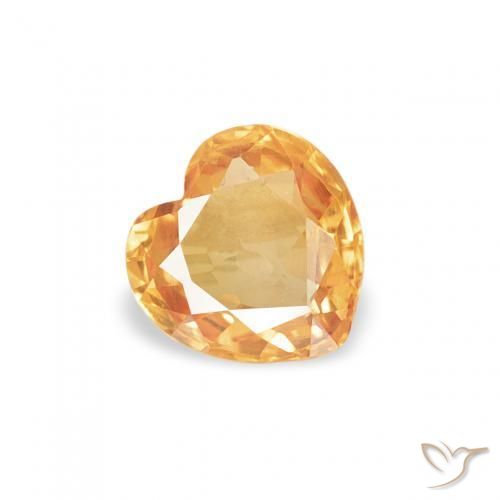 Zafiro Naranja medio natural de 0.42 ct, Corazón, VVS-VS