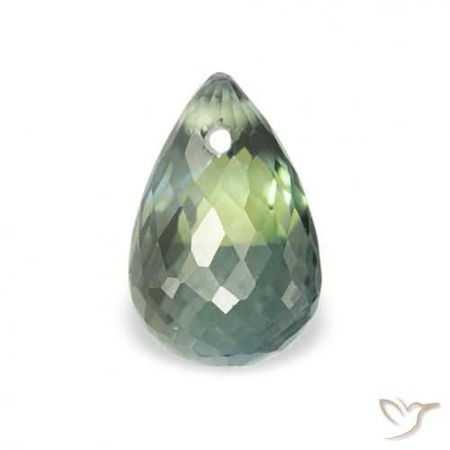 0.84ct Natural Verde-azul Zafiro, Corte Briolette, VS