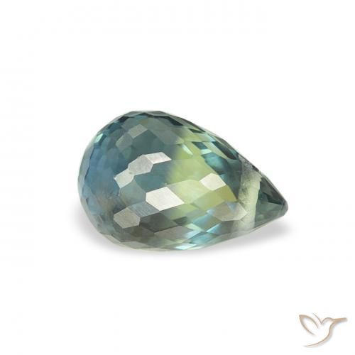 Zafiro Verde-azul natural de 0.84 ct, Corte Briolette, VS