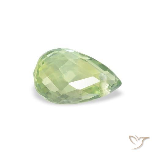Zafiro Verde muy claro natural de 0.77 ct, Corte Briolette, VS