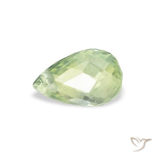 Zafiro Verde muy claro natural de 0.77 ct, Corte Briolette, VS
