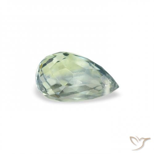 Zafiro Verde pálido natural de 0.69 ct, Corte Briolette, VS