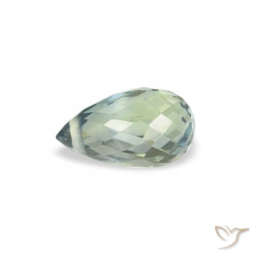 Zafiro Verde pálido natural de 0.69 ct, Corte Briolette, VS