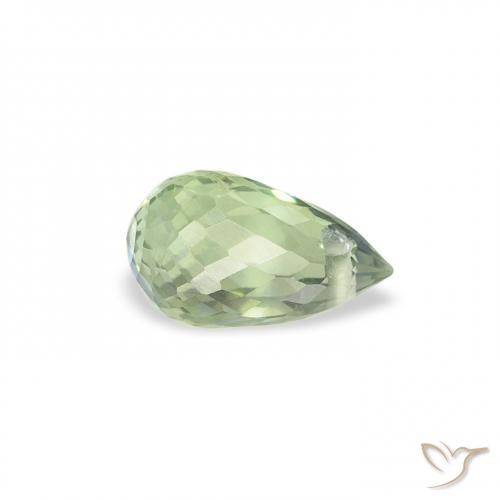 Zafiro Verde pálido natural de 0.62 ct, Corte Briolette, VS