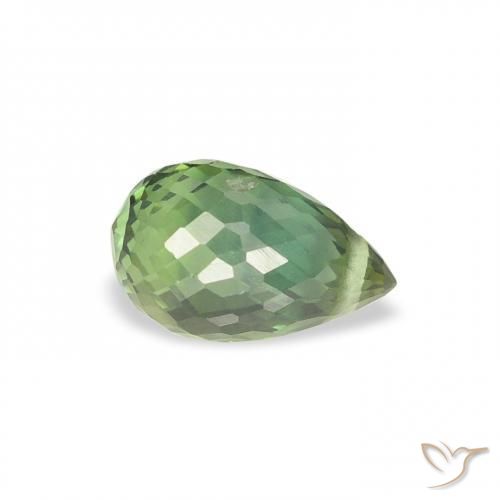 Zafiro Verde bosque claro natural de 0.92 ct, Corte Briolette, VS