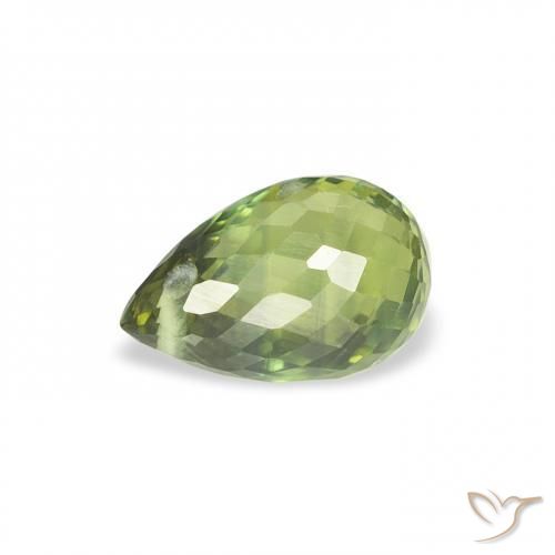 Zafiro Verde bosque claro natural de 0.92 ct, Corte Briolette, VS