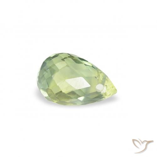 Zafiro Verde salvia muy claro natural de 0.43 ct, Corte Briolette, VS