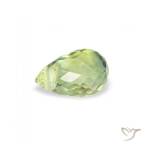 Zafiro Verde salvia muy claro natural de 0.43 ct, Corte Briolette, VS