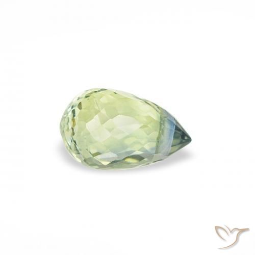 Zafiro Verde pera claro natural de 0.47 ct, Corte Briolette, VS