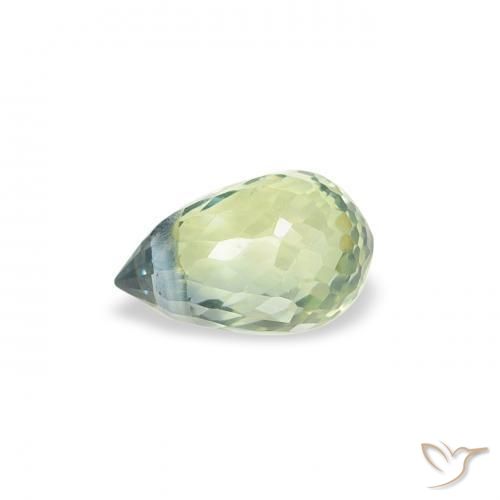 Zafiro Verde pera claro natural de 0.47 ct, Corte Briolette, VS