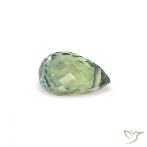 Zafiro Verde azulado natural de 0.49 ct, Corte Briolette, VS