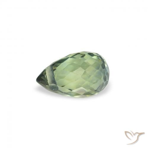 Zafiro Verde azulado natural de 0.49 ct, Corte Briolette, VS