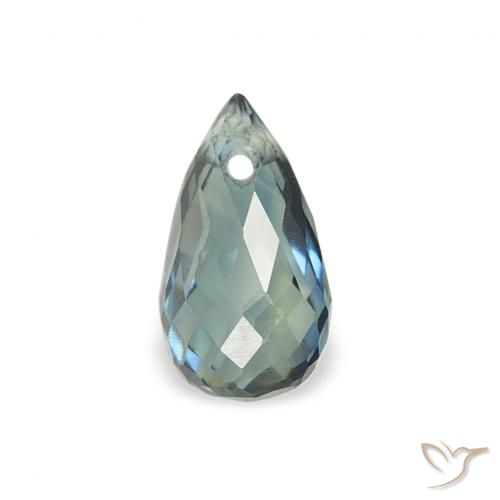 0.58ct Natural Verde-azul Zafiro, Corte Briolette, VS