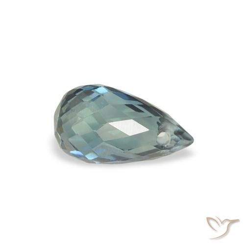 Zafiro Verde-azul natural de 0.58 ct, Corte Briolette, VS